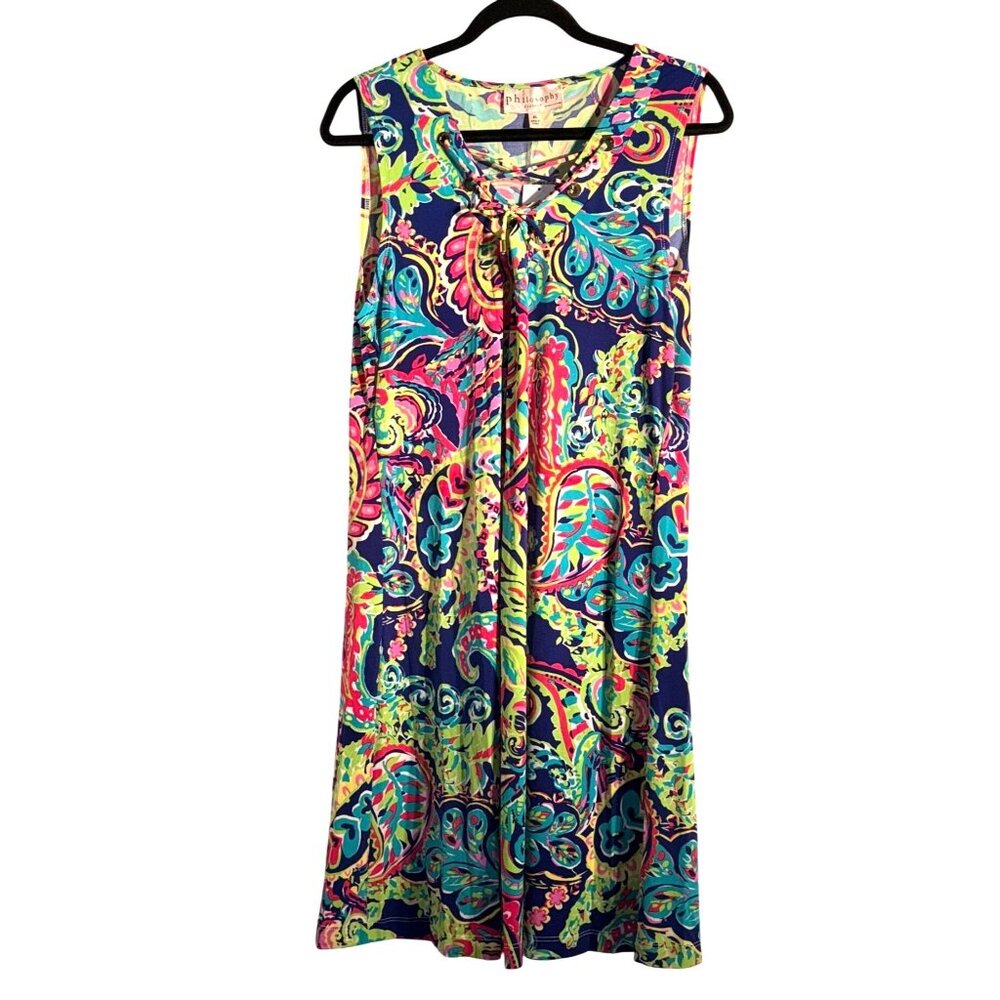Philosophy Republic Clothing Womens XL Sleeveless Lace-Up Multicolor Paisley Dre